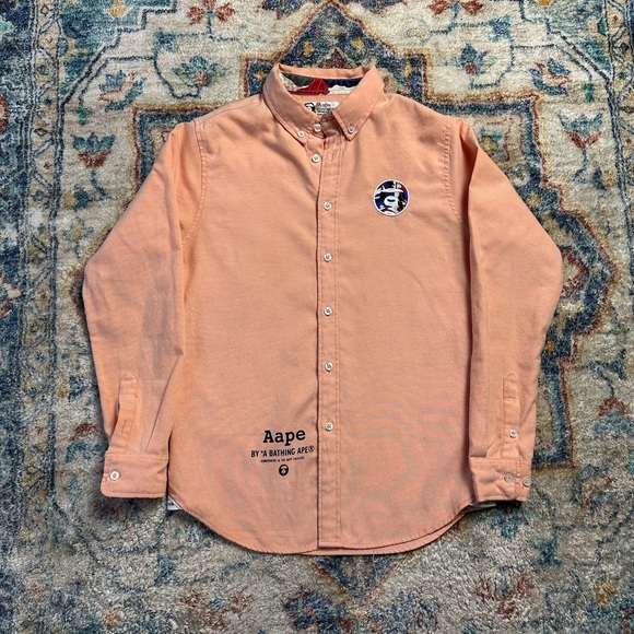 Aape Peach Button-up Shirt Medium - Picture 1 of 7